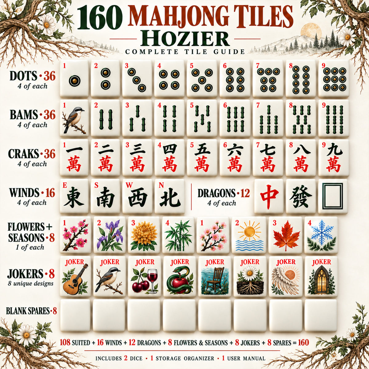 Premium HZR Mahjong Tiles Set TTMH