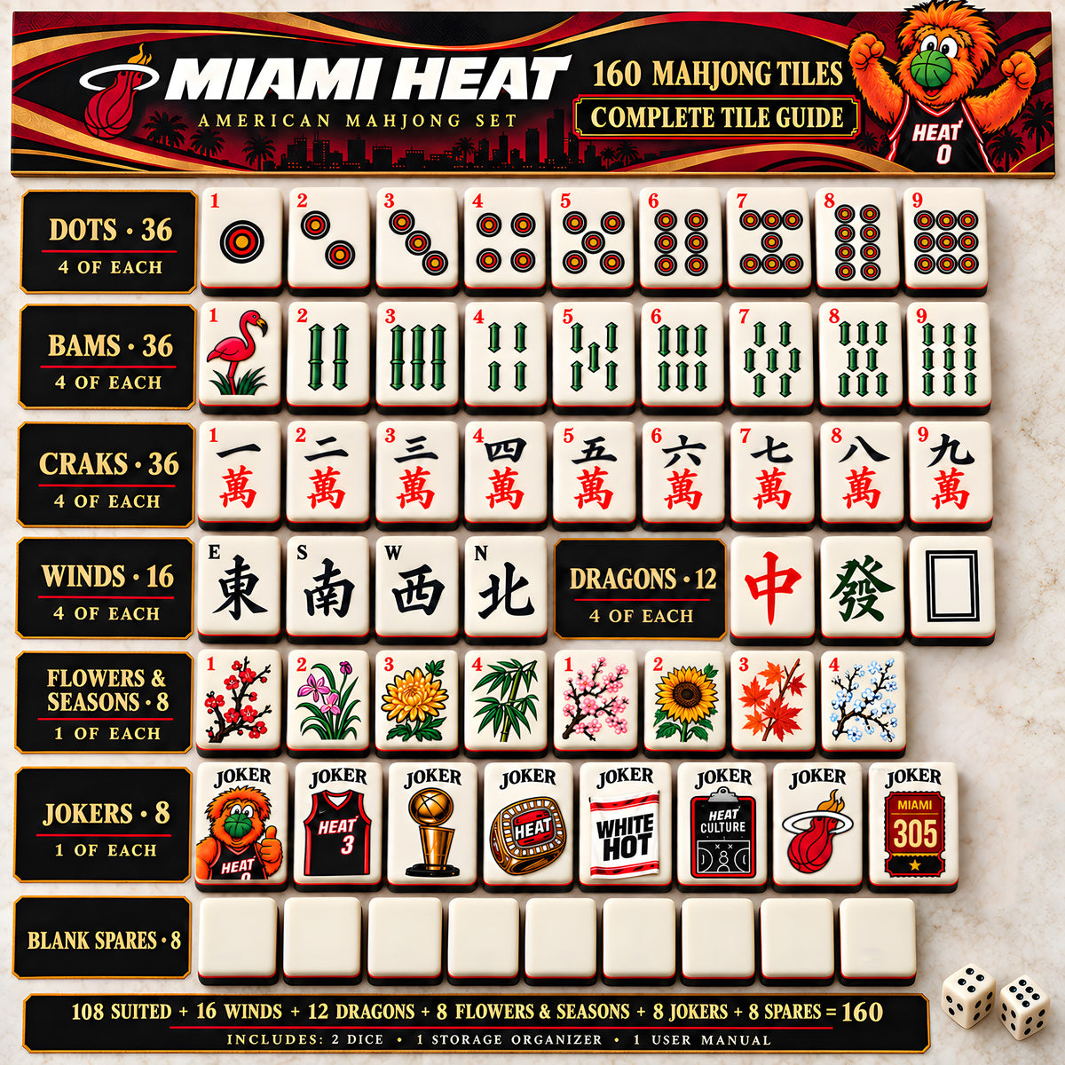 Premium MMH Mahjong Tiles Set TTMH