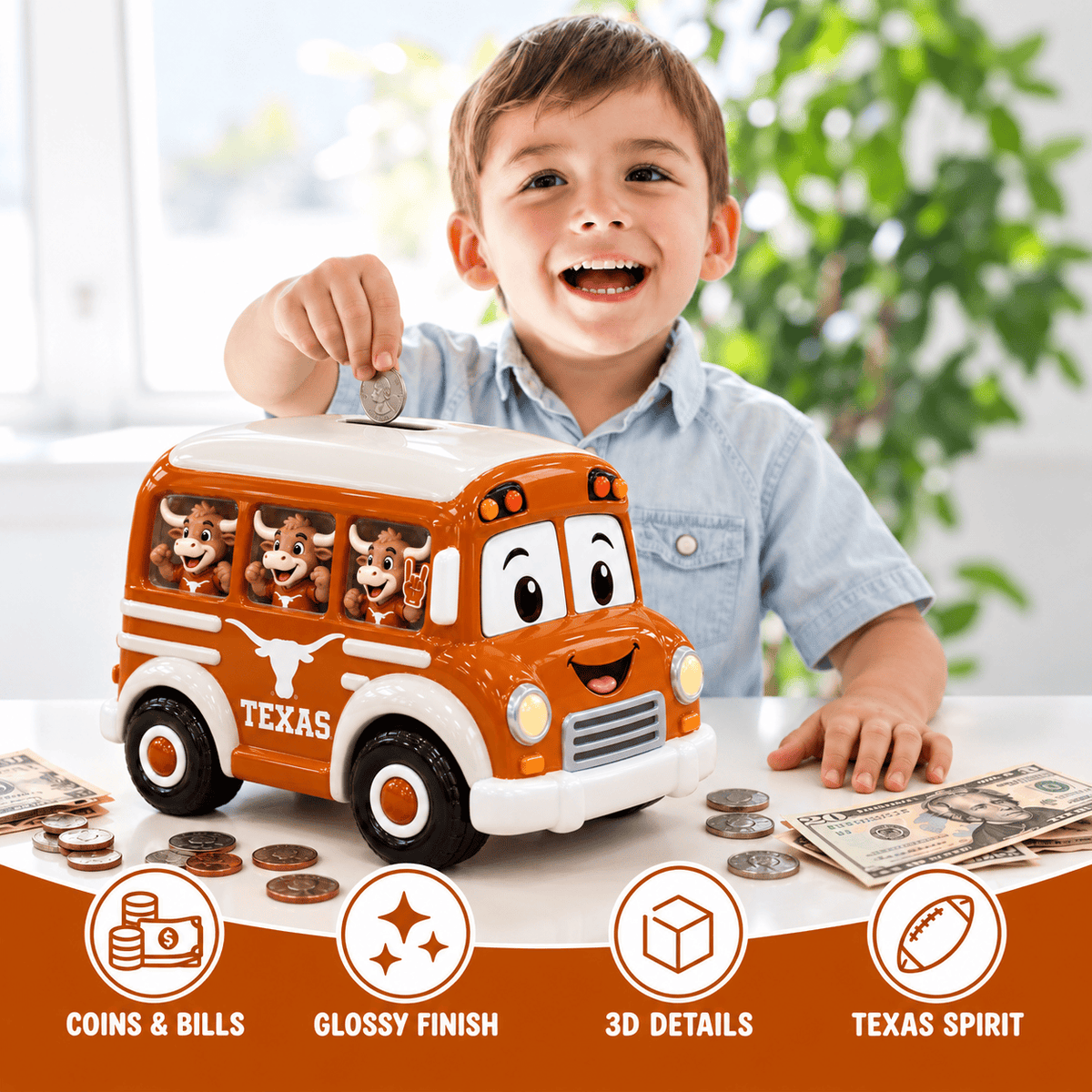 TLS School Bus Piggy Bank DNBN