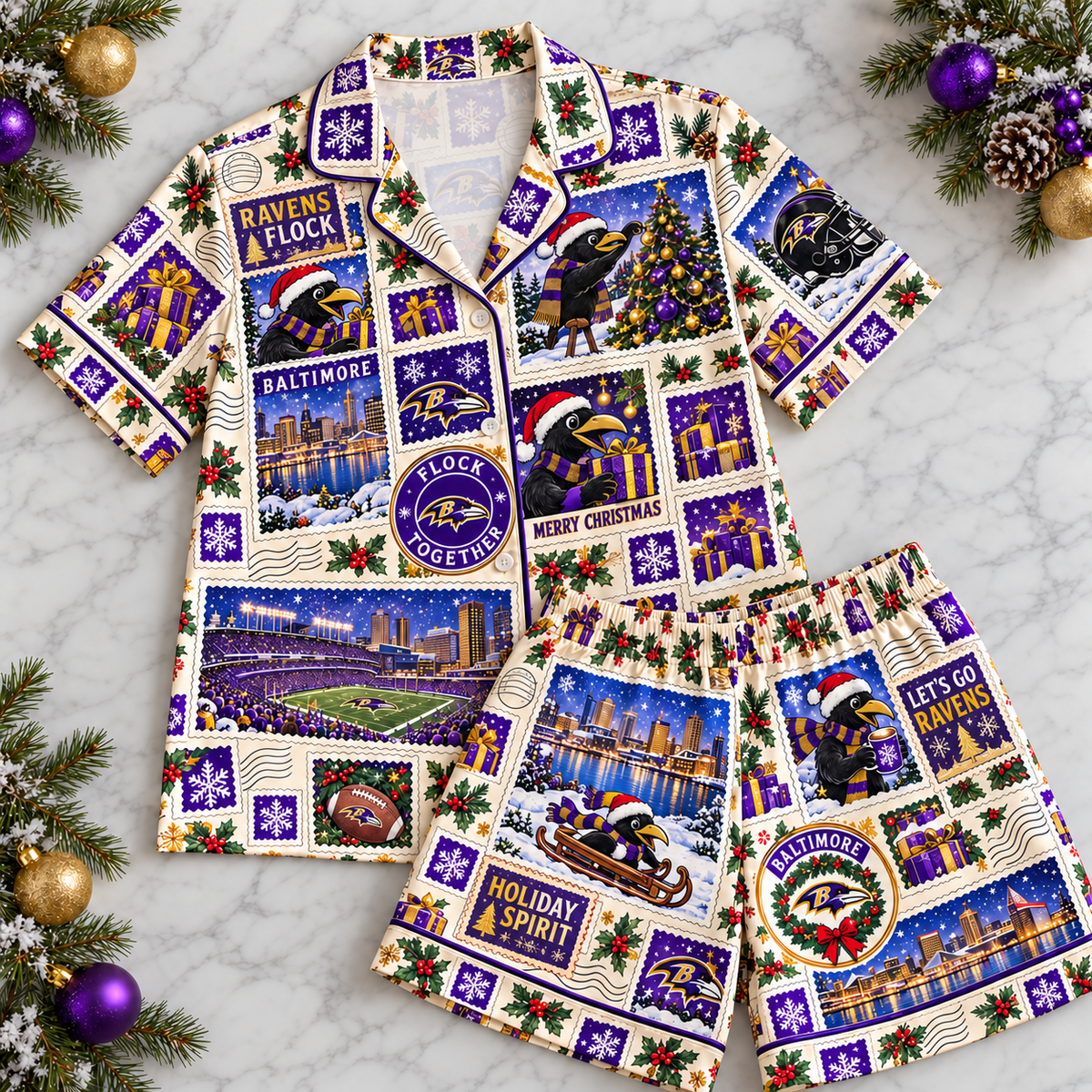 PREMIUM BTR Christmas Stamp Pajama Set NPL