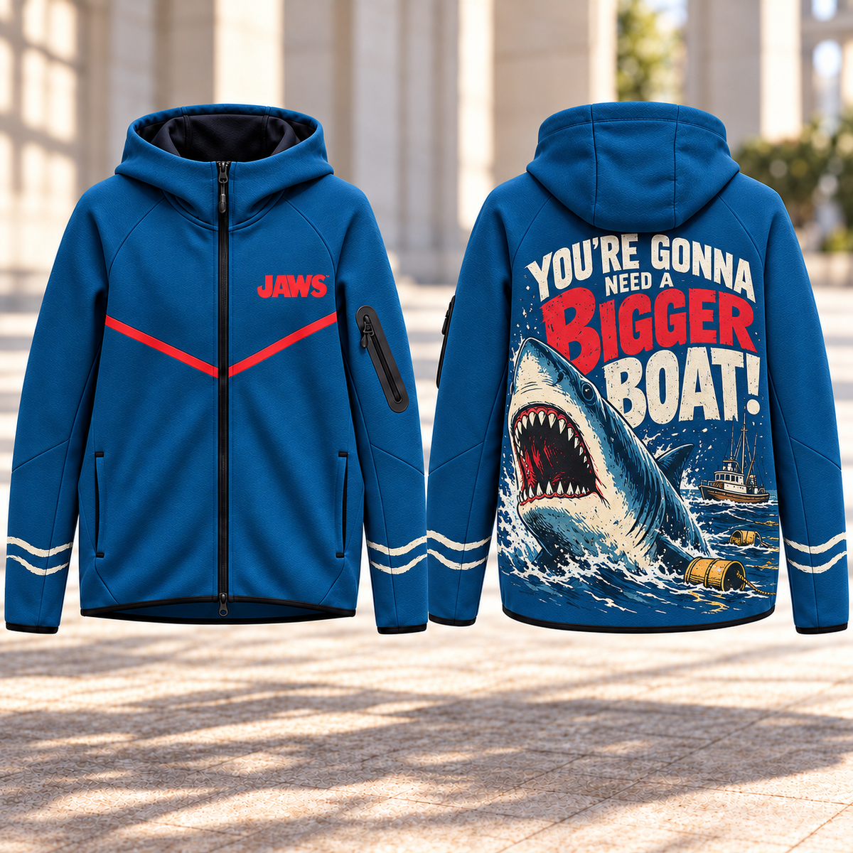 JAWS PREMIUM GRAPHIC ZIP HOODIE HQH