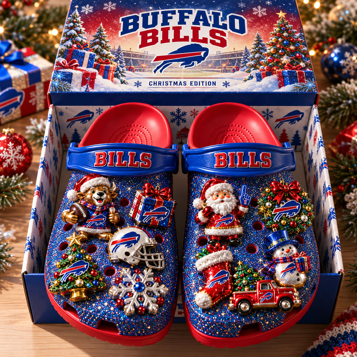 BFBL Premium Christmas Glitter Charm Clogs NTTB