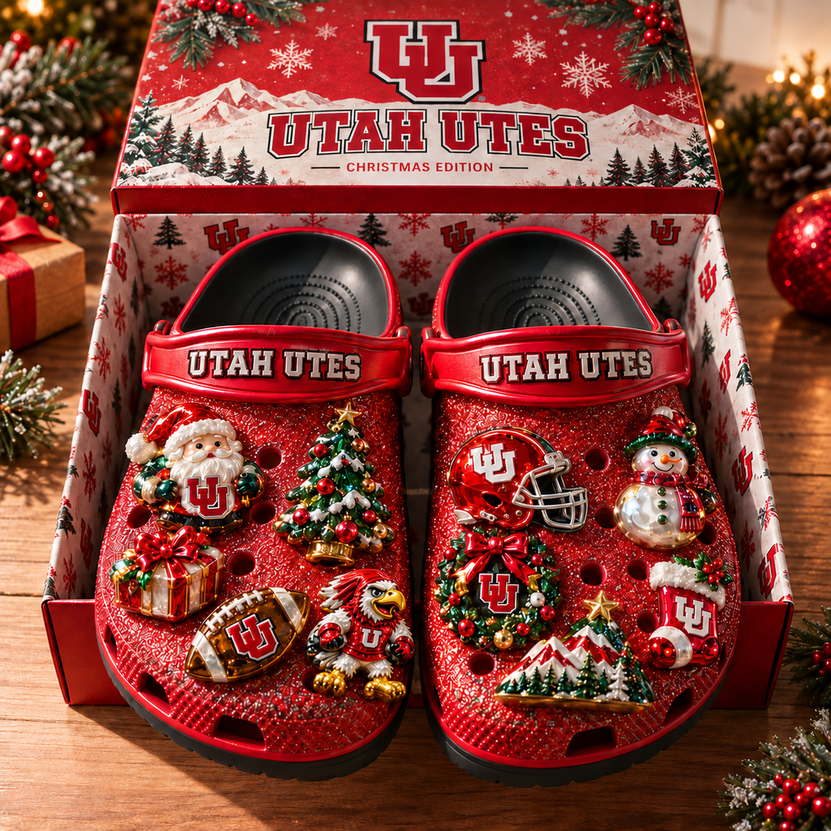 UTAH Premium Christmas Glitter Charm Clogs NTTB