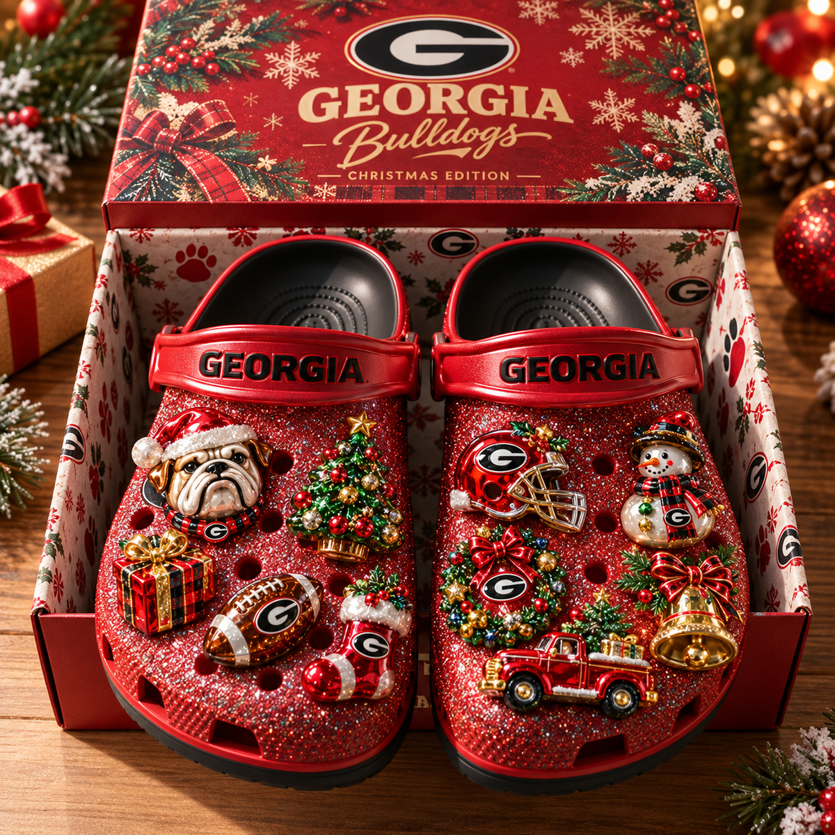 GGBD Premium Christmas Glitter Charm Clogs NTTB