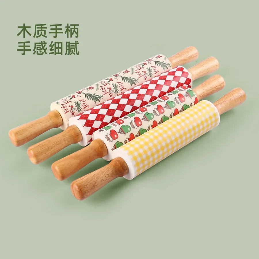 Professional Pottery DIY Clay Craft Tool Wooden Texture Mud Rolling Supplies Embossed Rod Flower Pattern Mud Roller